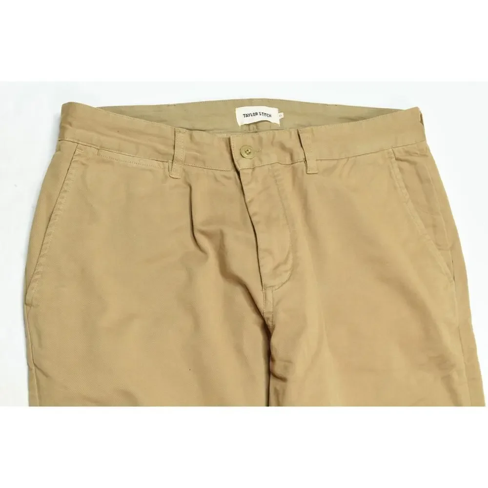 Taylor Stitch Chino Pants Mens 33 (34x35) Beige Straight Leg Slim Fit Cotton